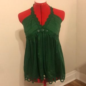 Green halter baby doll type top